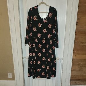 Old Navy Black Dress with Pink Floral Print